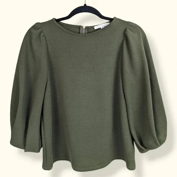 Green Envelope Puffy Sleeve Blouse - Picture 4 of 6